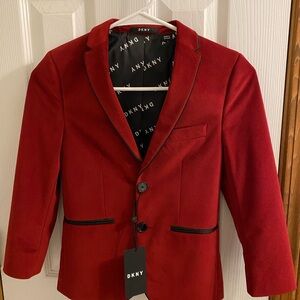 Big Boys DKNY Red Velvet Suit Jacket size 8